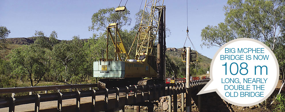 Big McPhee Bridge is now 108 m long, nearly double the old bridge