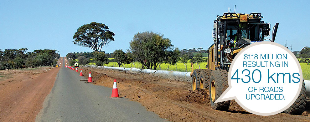 $118 million resulting in 430 kms of roads upgraded.