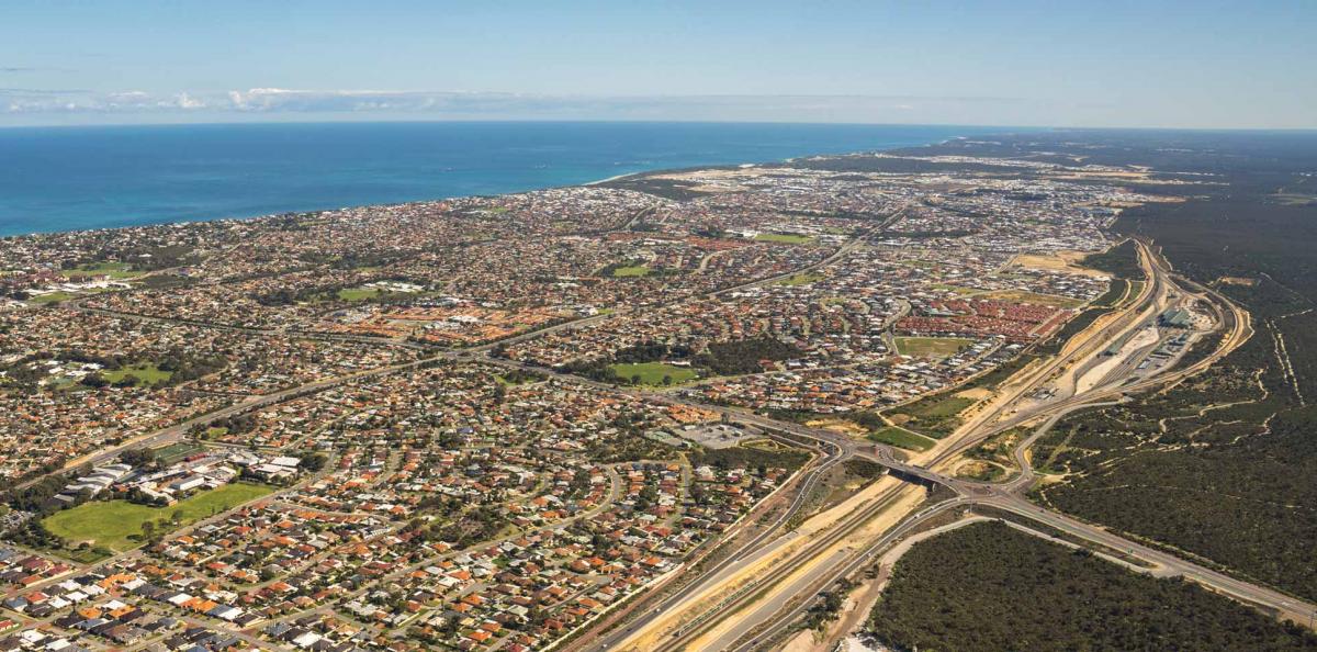 Aerial view of Perth freeway