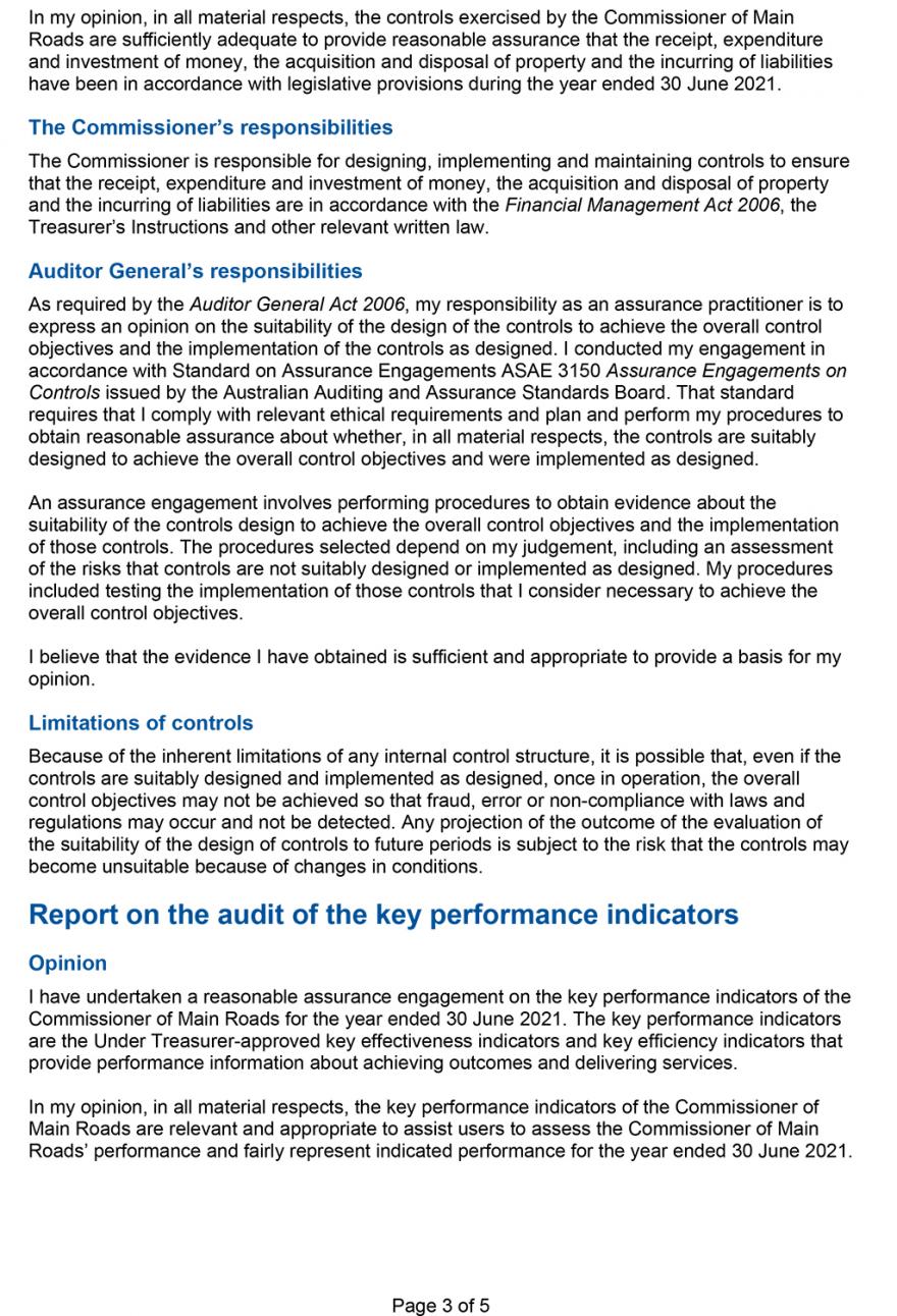 Page three of the Auditor General's Opinion. Download the pdf to read.