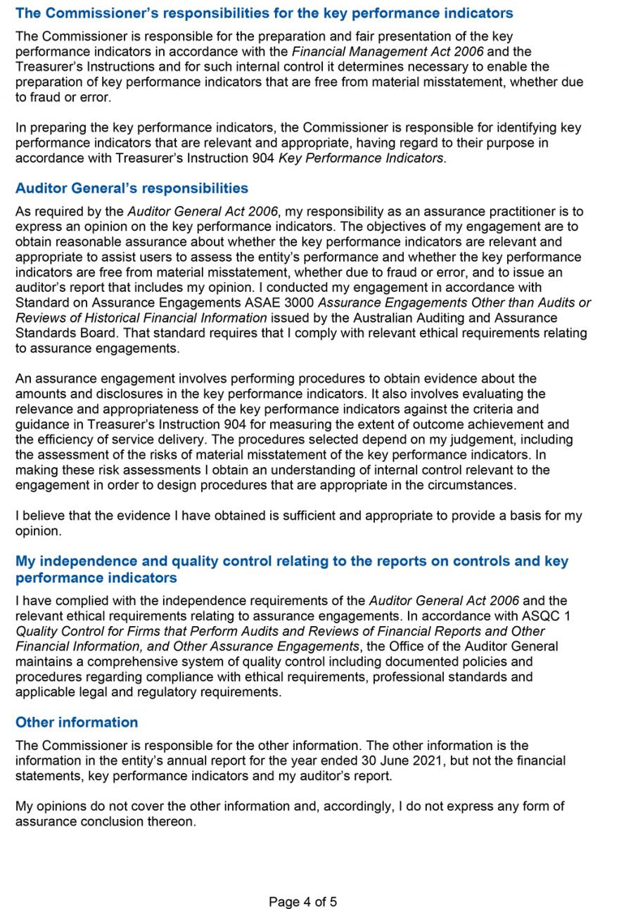 Page four of the Auditor General's Opinion. Download the pdf to read.