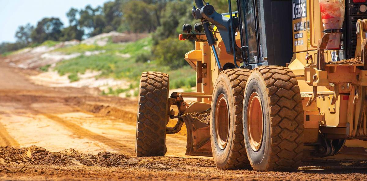 Bulldozer working on a dirt road